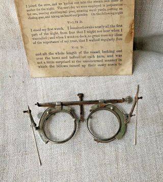 OPTOMETRIST ' S ANTIQUE TRIAL LENS FRAME & EYE CHART STEAMPUNK GLASSES SMALL SIZE 3