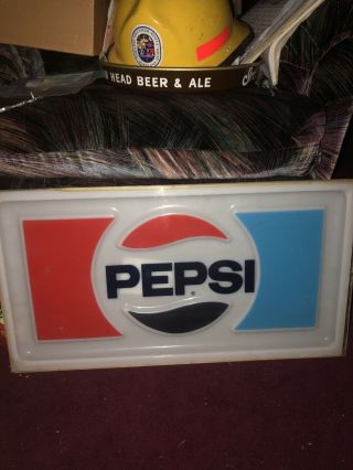 Vintage Plastic Pepsi Soda Sign Out Of Vending Machine 27 By 14 Very Good Condit