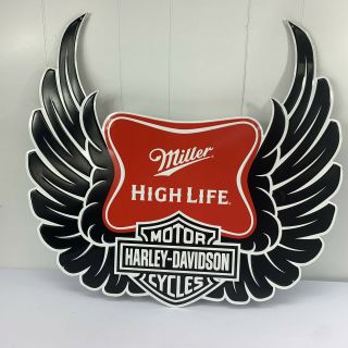 Miller High Life Harley Davidson Motorcycle Bike Beer Metal Tin Bar Sign 25 " X23 "