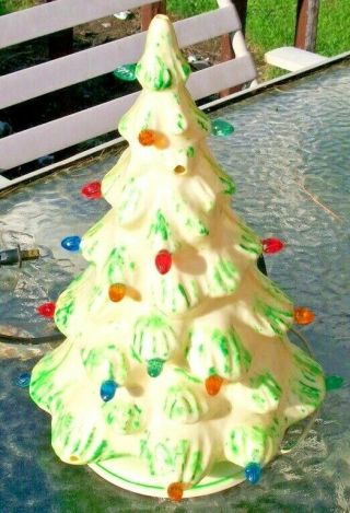 Vintage Union Products Blow Mold White Plastic 13 " Lighted Christmas Tree