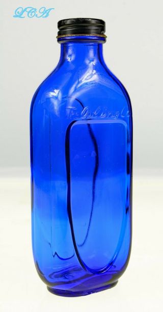 Deep Cobalt Blue Antique Owl Drug Co Paneled Bottle In