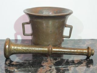 Antique Apothecary Bronze Mortar And Pestle Weighs 5 Pounds 5 Ounces