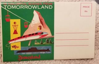 1959 Disneyland Tomorrowland Autopia & Flying Saucers 12 View Postcard Book 15 C