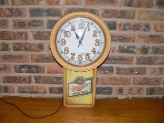 Vintage Miller High Life Beer Lighted Wall Clock Plastic Advertising See Details