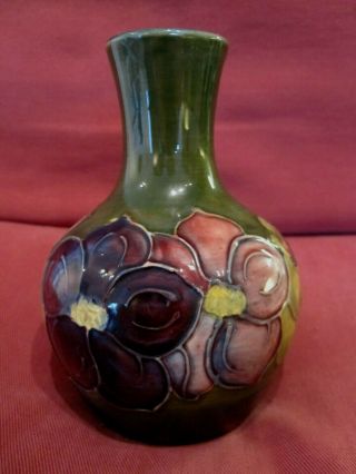 Vintage Moorcroft Vase Clematis Flower Pattern