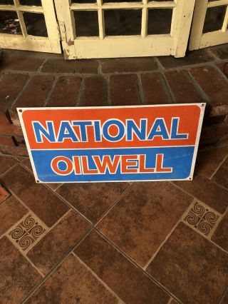 Vintage National Oilwell Tin Oil Well Lease Sign 12”x 22 - 1/2”
