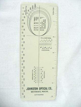 Antique 1905 " Johnston Optical Co " Optical Lens Ruler / Guage Collectible - L@@k