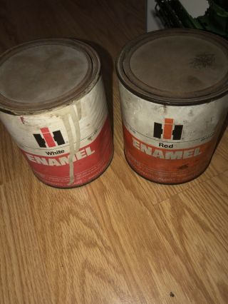 2 Vintage International Harvestor I Pint Paint Cans Red And White Paint Good Con