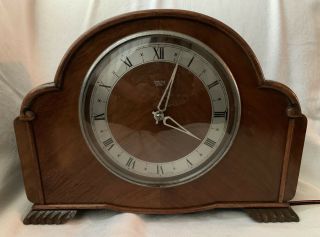Vintage Smiths Sectric Wooden Mantel Clock With Westminster Chimes
