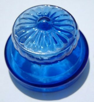 Blue Antique Apothecary Drug Store Candy Glass Jar Lid Only 5 1/4 Diameter