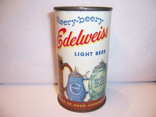 1959 Edelweiss Light Cheery - Beery Flat Top Beer Can Brewed In Chicago,  Il