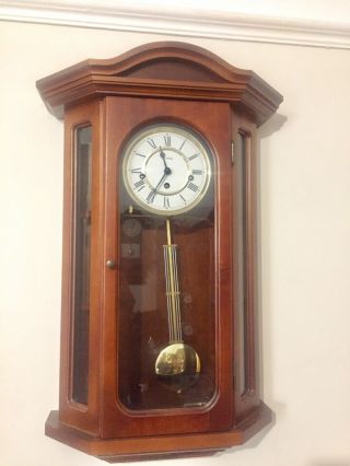 Vintage Hermle Westminster Chime Wall Clock With Selfs On Both Side