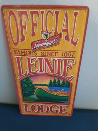(l@@k) Leinenkugel’s Leinie Lodge Tin Sign Canoe & Water Lake Scene Northwoods
