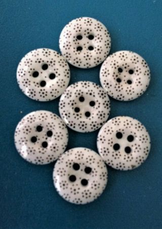 Antique - Mid 1800s Calico China Buttons - 7 Matching