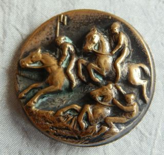 Antique Vtg 3d Picture Button Horse Jockey Horse Racing Apx:1 - 1/4 " 637 - F