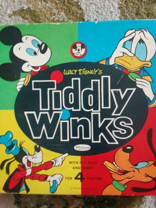 1963 Complete Vintage Disney Board Game Tiddly Winks Mickey Mouse Donald Duck