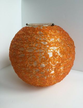 Orange Clear Vintage Mid Century Modern Pop Art Spaghetti Lucite Lamp Shade Mcm