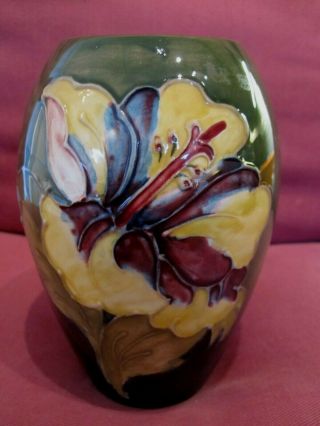 Vintage Moorcroft Vase Hibiscus Flower Pattern