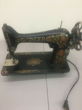 Singer Sewing Machine Head Red Eye Model 66 Antique