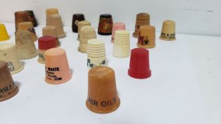 26 OLD THIMBLES - FOR SEWING - WOOD - PLASTIC - ADVERTISING - PAINTED - VINTAGE - 10 3