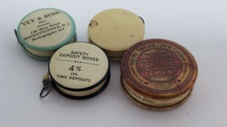 4 VINTAGE TAPE MEASURES - ADVERTISING - FOR SEWING - LITHO - CELLULOID - PHOENIX CEMENT 2