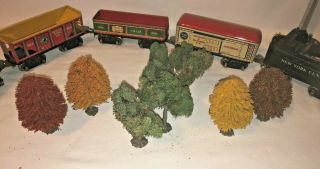 Vintage Marx Metal O Scale Train W/trees And Crossing Sign