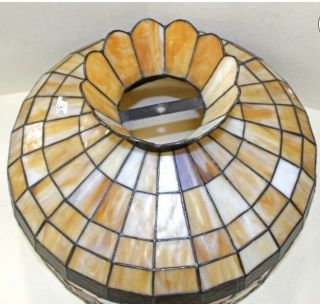 , Vintage 1900 ' s Tiffany Type,  Leaded,  Stained Glass Hanging Shade 2