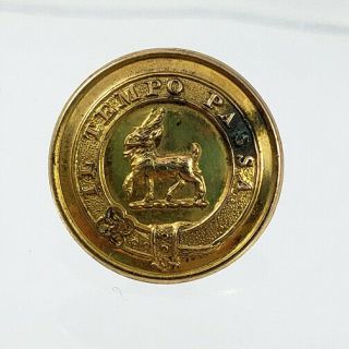 Small Gilt Antique Livery Button Crest Of A Goat Passant W/ Motto Doughty Bk