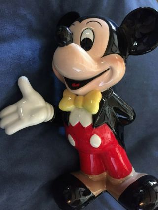 Vintage Disney Mickey Ceramic Figurine 9 ½” With Wdw Tag On Bottom
