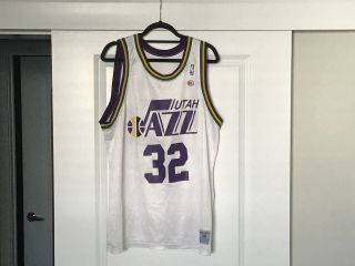 Vintage Karl Malone Utah Jazz Jersey Mens Size 48 Champion Nba Basketball Read