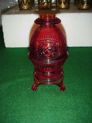 Vintage Viking Glass Amberina Red Pot Belly Stove Fairy Lamp