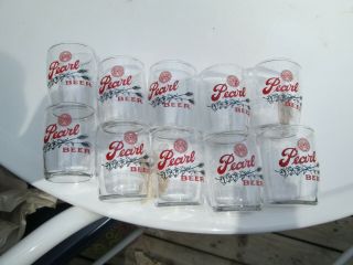 10 Vintage Pearl Beer Barrel Glasses San Antonio Texas
