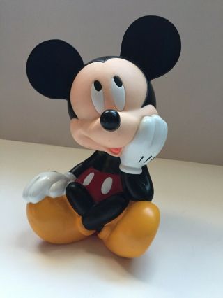 Awesome Vintage Walt Disney Mickey Mouse Plastic Piggy Bank 8.  5 " By Applause
