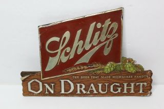 Vintage Schlitz Brewing Company On Draught Beer Sign - As Found