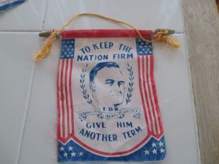 Vintage 1940 Fdr Franklin D Roosevelt Cloth Presidential Campaign Window Banner