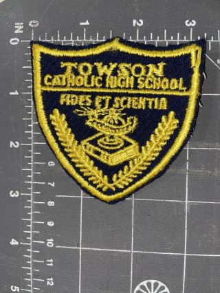 Vintage Towson Catholic High School Patch Tchs Crest Maryland Md Baltimore Owls