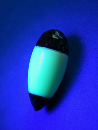 Antique URANIUM Glass Button Great Shaped Tear Drop - Glows Under Black Lite 3