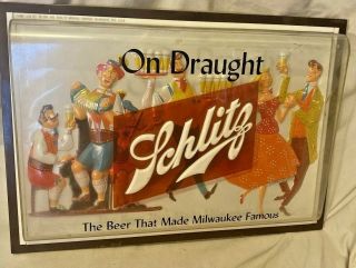 Schlitz Beer Plastic Sign 1957 Move Up To Quality 17 " X 12 "