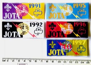 5 X Scout Jamboree On The Air Badges; Jota 1991,  92.  95,  96 & 97
