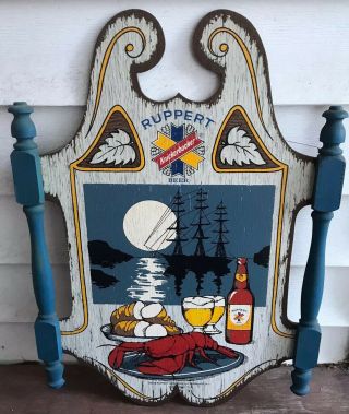 Vintage Ruppert Knickerbocker Beer Die Cut Store Ship Lobster Wood Sign 17x24
