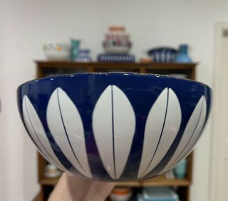 Vintage Cathrineholm 5 1/2” Cobalt Blue And White Lotus Enamel Bowl • Dark Blue