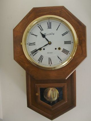 Vintage Montgomery Ward School House Clock,  30 Day,  Key Wind,  Runs Well