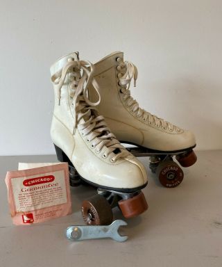 Chicago White Leather Womens Roller Skates Vintage Chicago 76 Chicago 6 Size 8