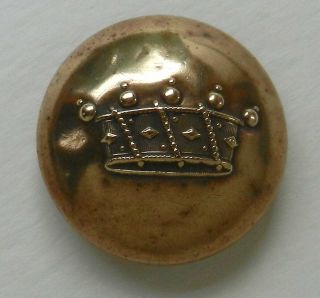 Antique Brass Livery Button Dome With Crown Paris Back Mark 1 - 3/16”