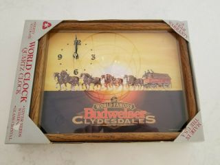 Vintage 1995 World Famous Budweiser Clydesdales Beer Picture Clock Anheuser AB 3