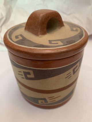 Vintage Native American Pottery Jar With Lid