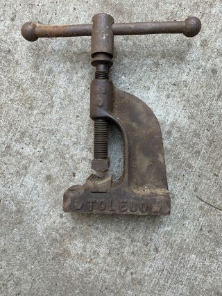 Vintage Toledo No.  0 Open Side Pipe Vise 1/8  To 3  Old Pipe Vice Made In Usa