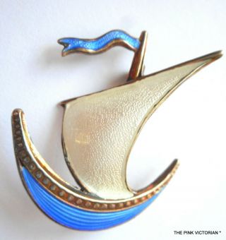 Vintage Ivar T.  Holth 925 Silver Oslo Norway Viking Ship Pin,  4.  05g,  Collectible
