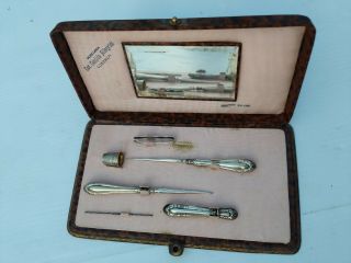 Antique Sterling Silver European Sewing Kit 900/1000