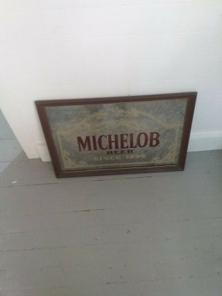 Vintage Anheuser Busch Michelob Beer Since 1896 Bar Mirror Sign Smoked Gold